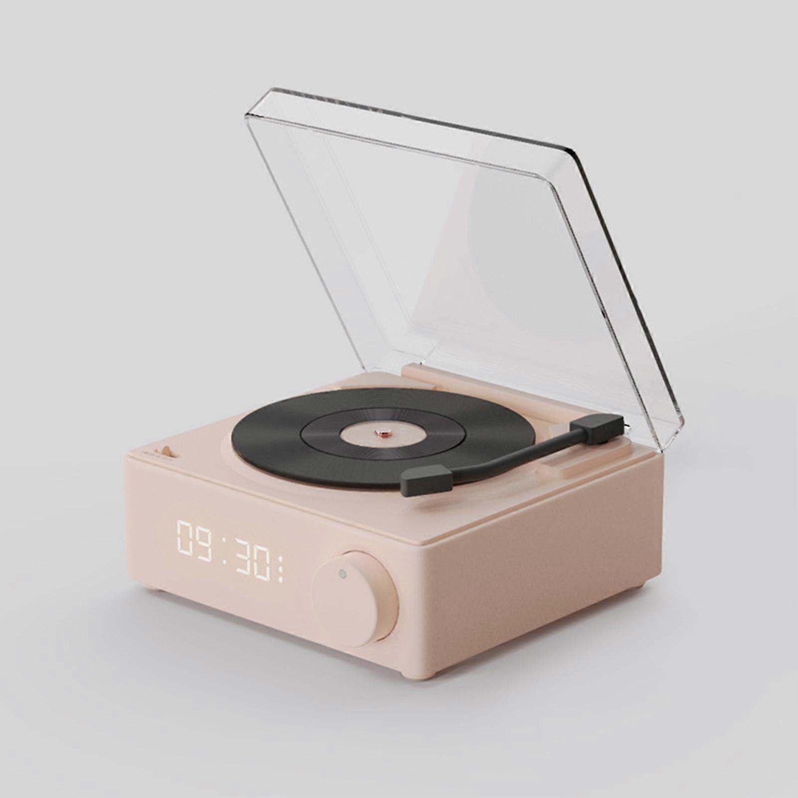 Alarm Clock Bluetooth-compatible Speaker Vinyl Design Audio Player Desktop Alarm Clock for Bedroom Office Daily Life
