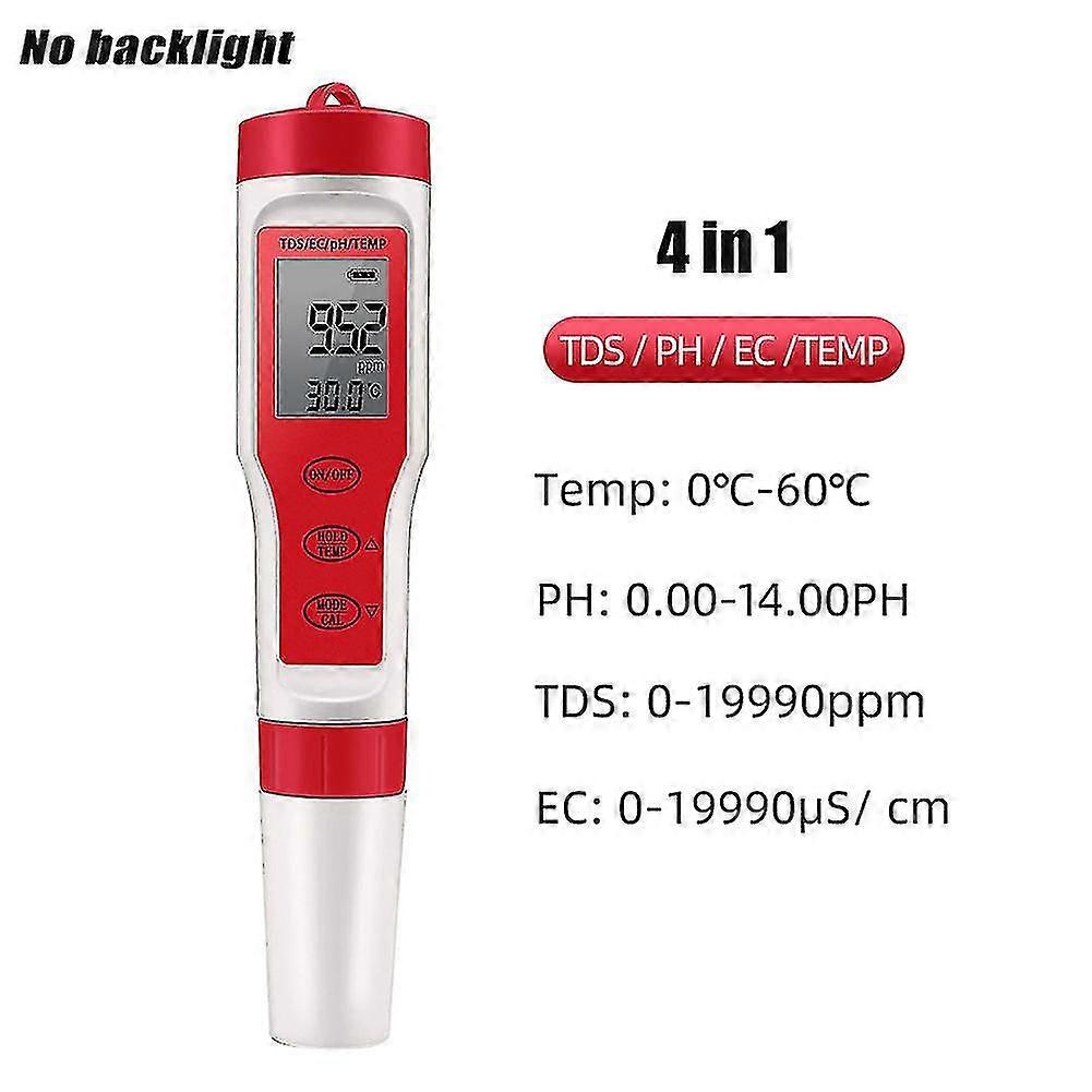 Pez9908 Water Quality Tester 4 In 1 Ph Total Dissolved Solids Ec Temperature Detector Test Pen Backlight  Unit Conversion