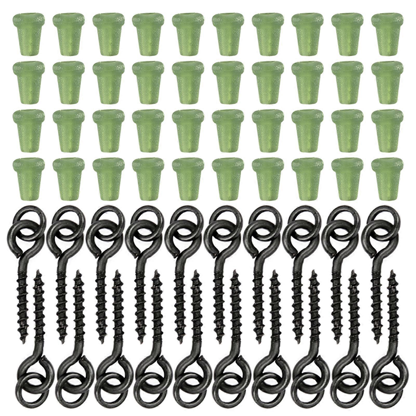 TARUOR 20pcs Threaded Boilie Bait Screws 40pcs Fishing Hook Stop