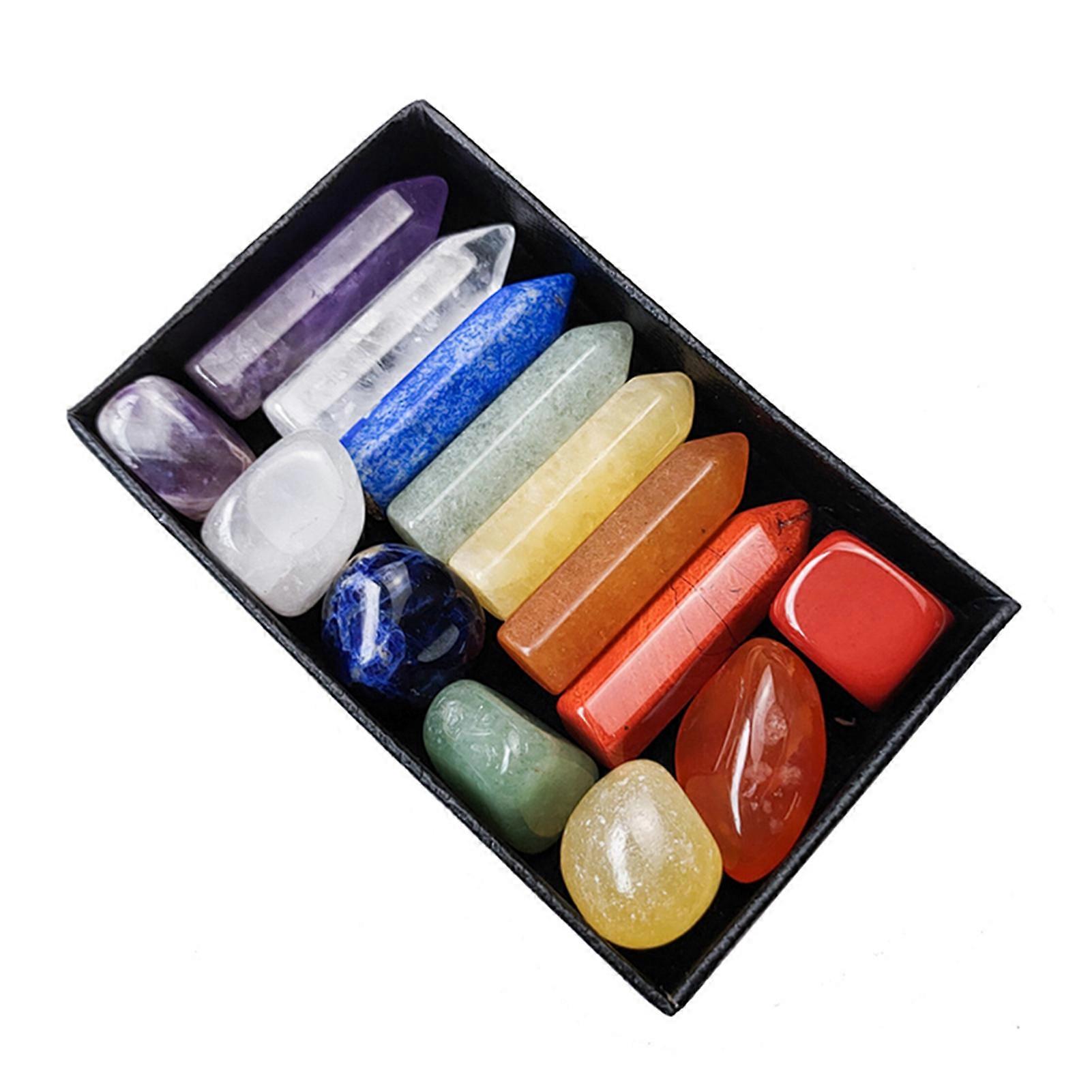 Crystal Stone Gift Box Multipurpose Natural Amethyst Rose Quartz Chakra Stones Decor