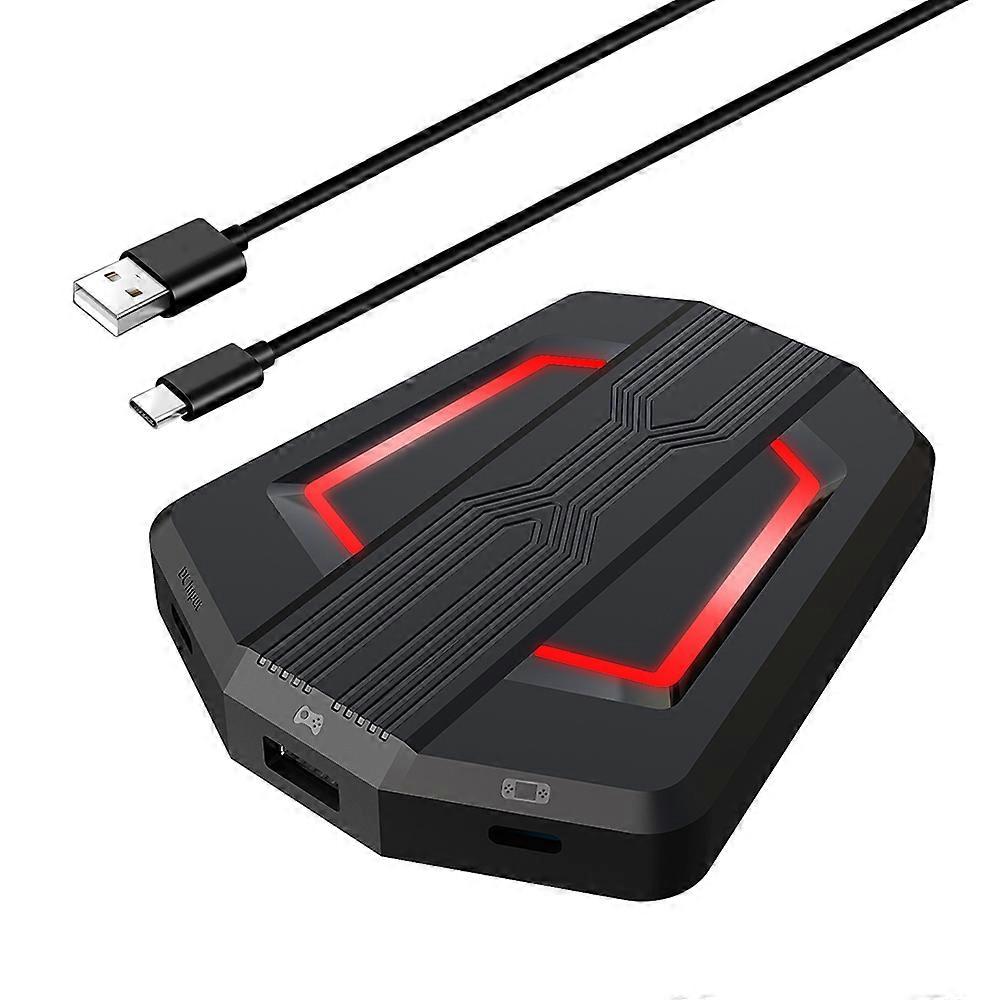 HXSJ P6 Keyboard and Mouse Adapter Portable Mice Converter Replacement for N-Switch PS4 PS3 XBox One 360 with Four-color Breathing Light