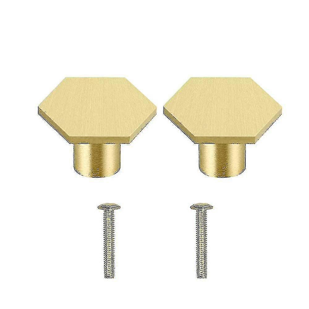 2pcs Solid Brass Door Handle Hexagonal Door Knobs Cabinet Knob Drawer Knobs With Screws Accessory Fo