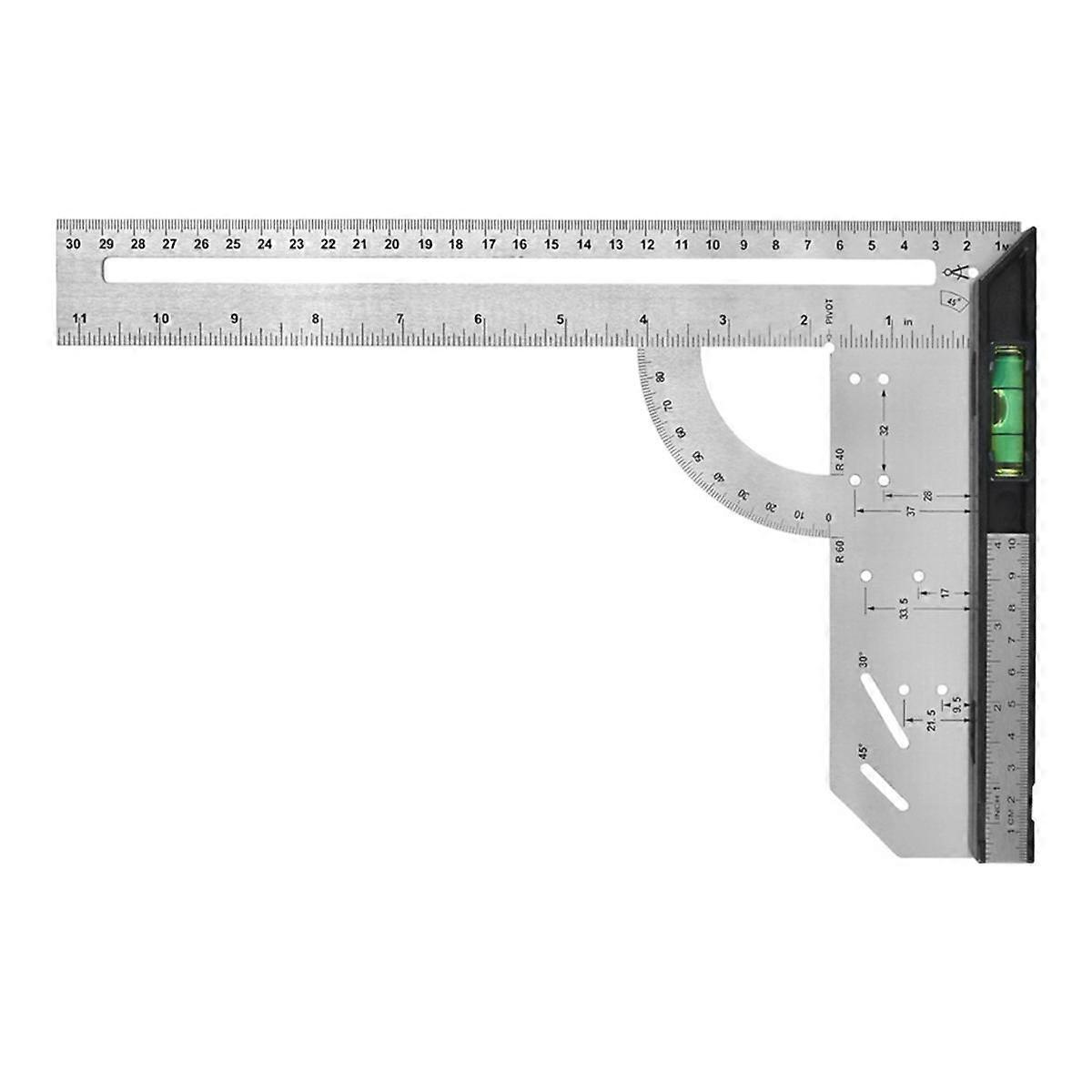 12-Inch Combination Square, Inch/Metric Metal Combo Square, Accurate Woodworking Measure Square