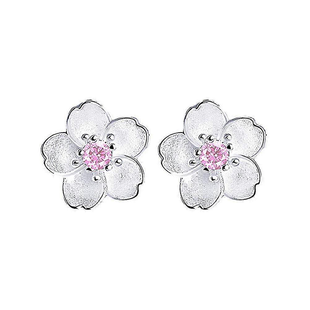 Silver Cherry Stud Earrings Beautiful Silver Stud Earrings (pink Diamond)