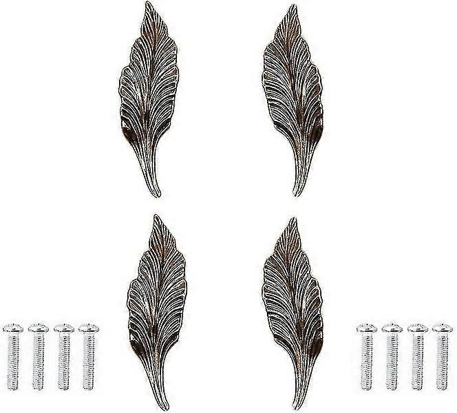 4pcs Bronze Long Leaf Shape Drawer Knobs And Pulls Handles For Kitchen Furniture