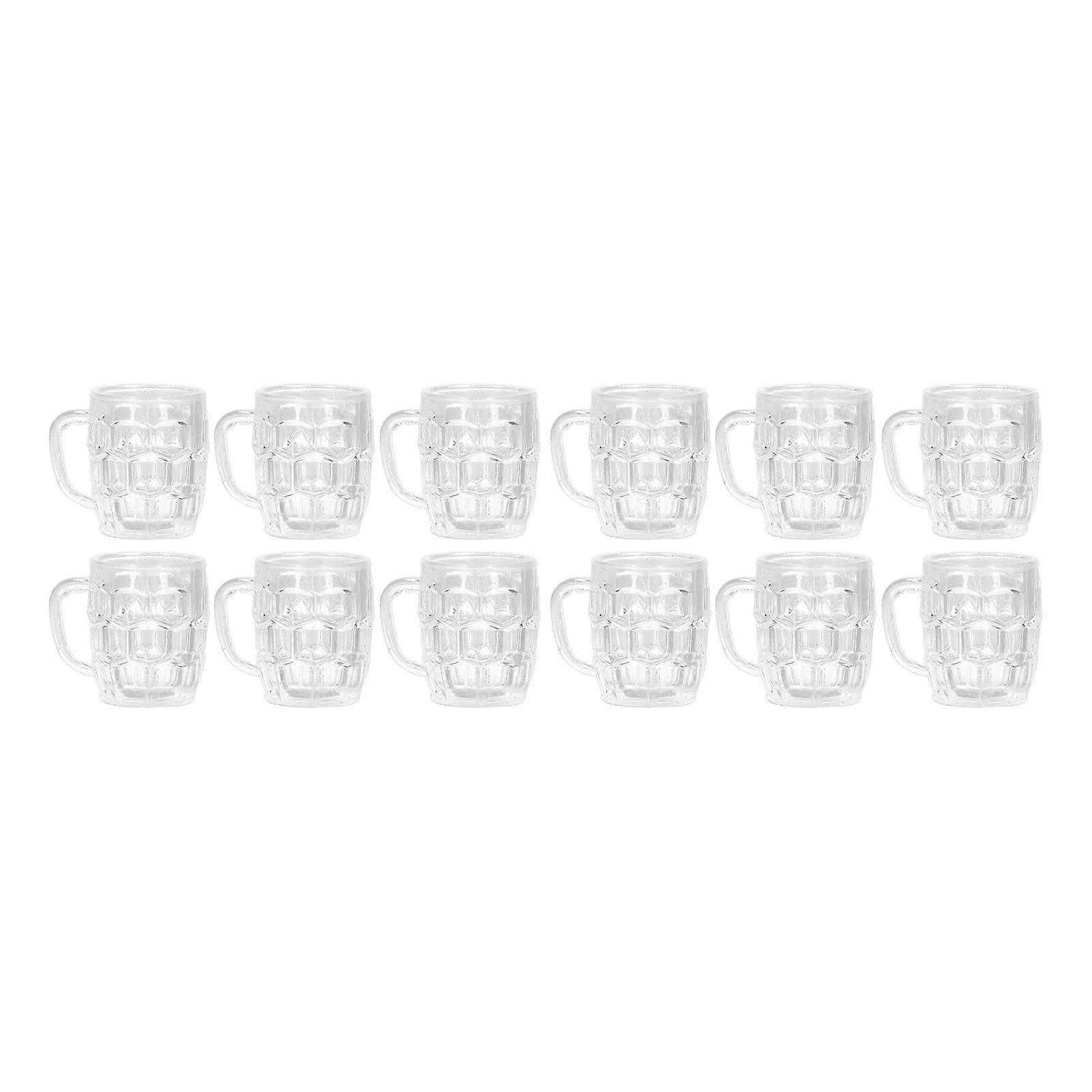 Mini Beer Cups Simulation Transparent Decorative Miniature Beer Mugs Model for Dollhouse Party Picnic 12pcs