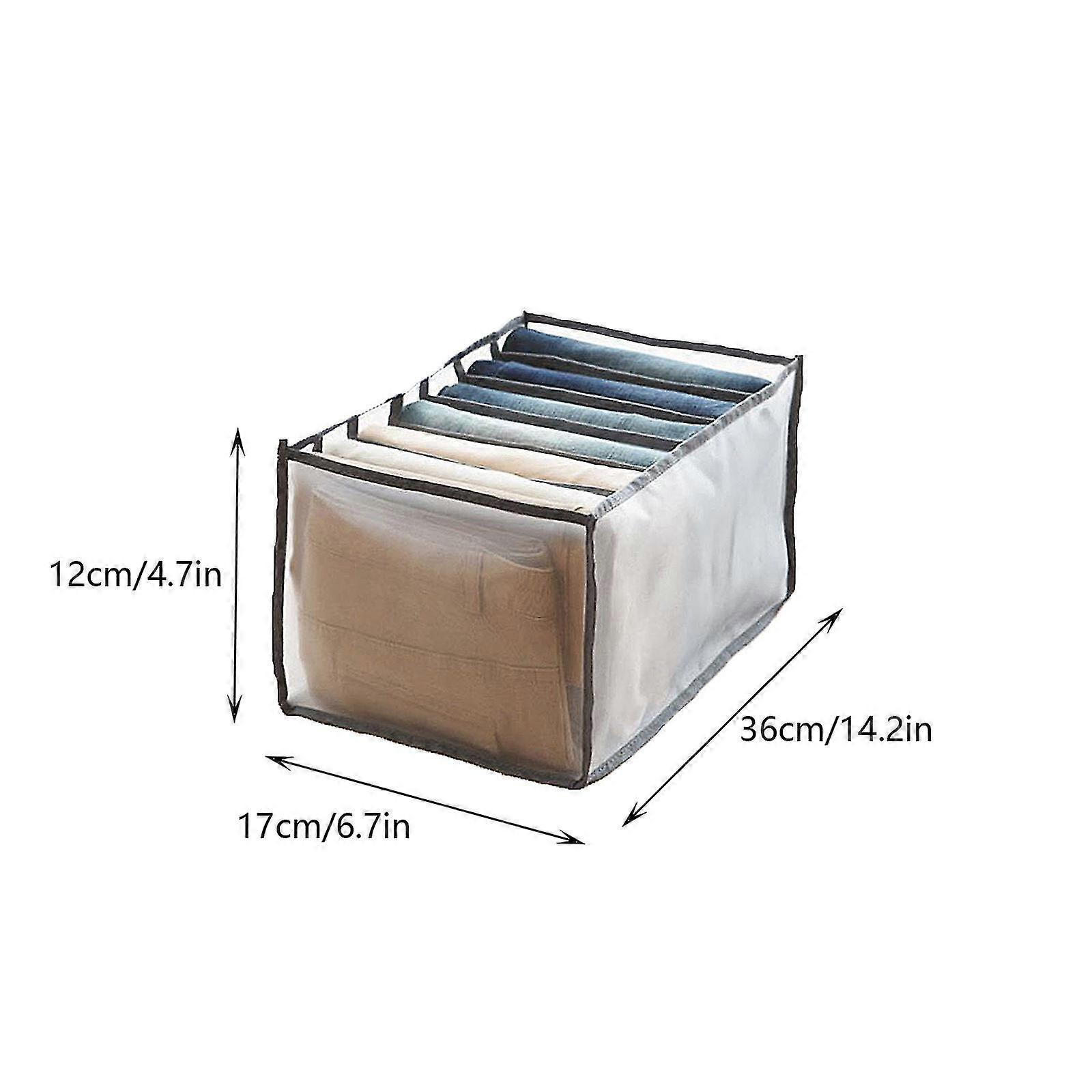 2pc 7グリッド洗濯可能なワードローブの服のオーガナイザー、ジーンズコンパートメント収納ボックス36 * 17 * 12