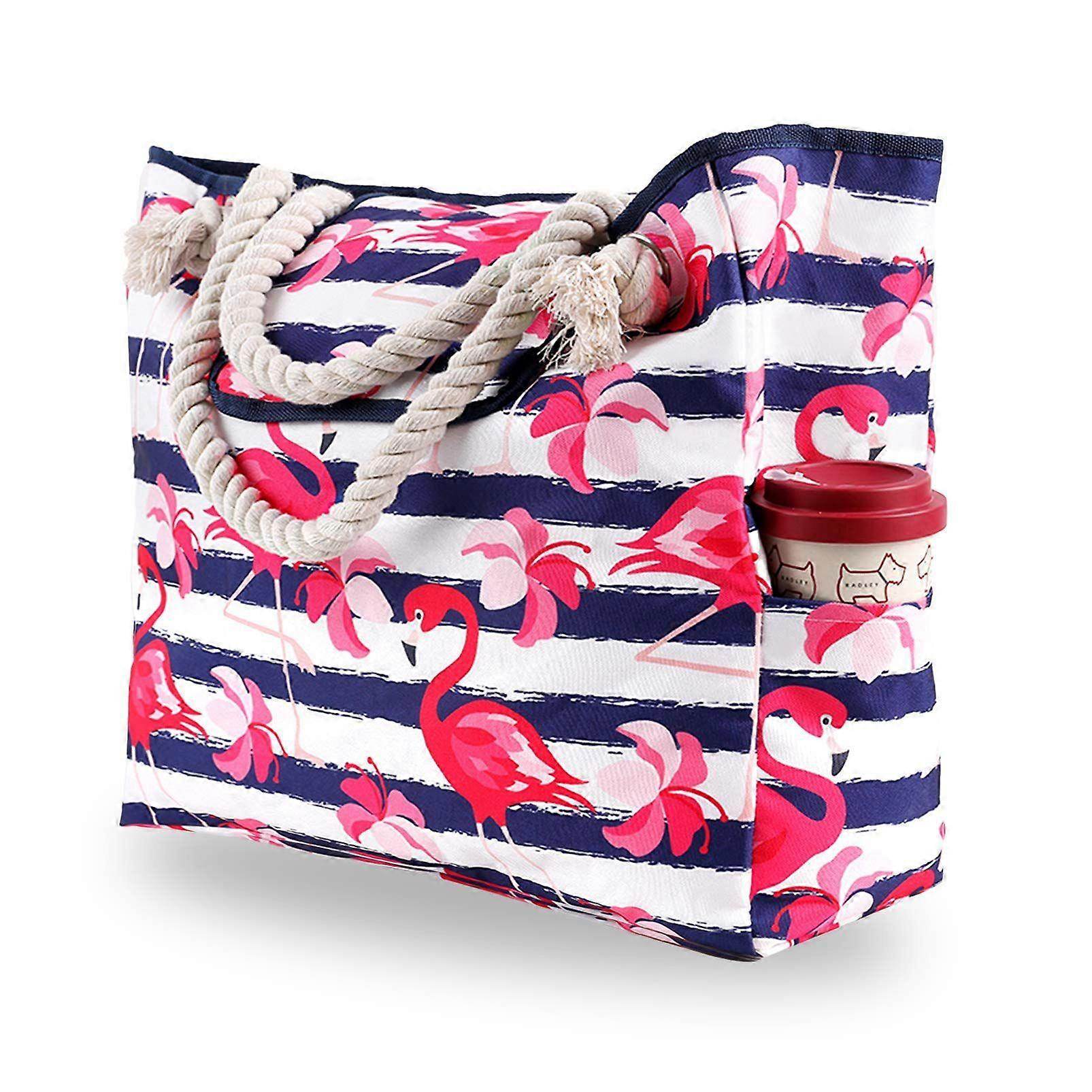 Extra Large Waterproof Canvas Beach Bag with Inner Pockets for Travel-Weekender Big Pool Tote Bag with Inner Pockets