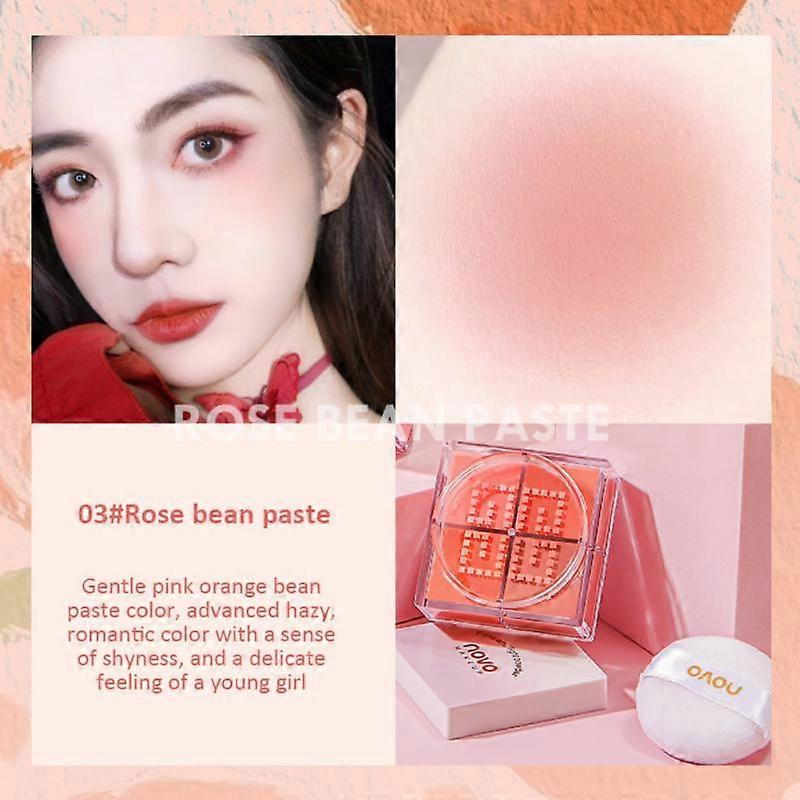 Four Grid Blush Matte Powder Brighten Easy To Color Rouge Blusher Face