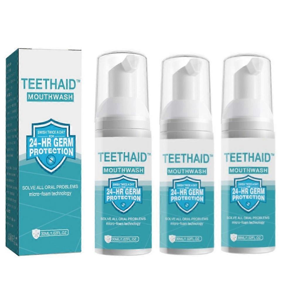 1-3pcs στοματικό διάλυμα Teethaid, λεκέδες μους αφρού λεύκανσης δοντιών μέντας Αφαιρέστε το νέο-επιλέξτε
