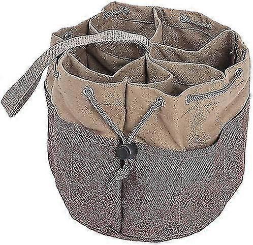 Multi-function Tool Storage Bag, Bucket Tool Bag With Multiple Pockets And Side Drawstring, Nylon Handle (khaki)