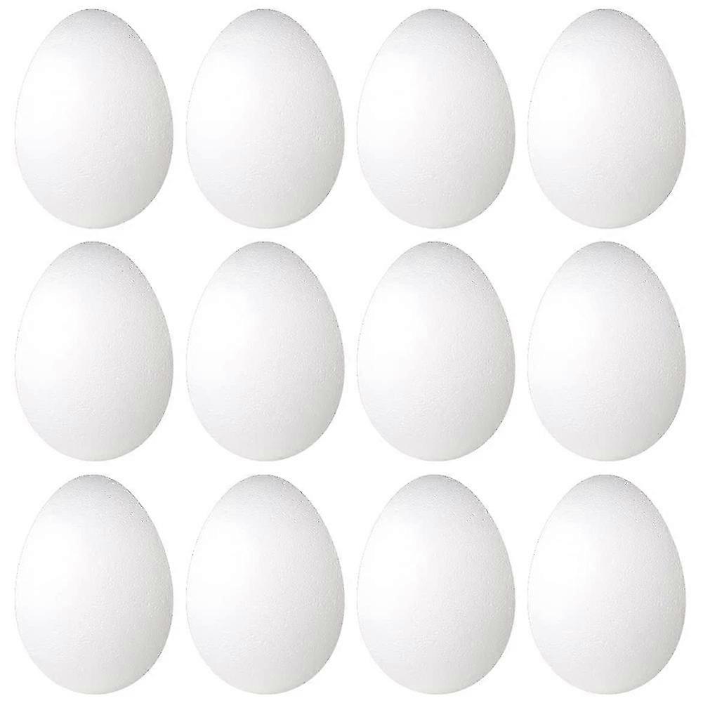 12 Pack 3 Inch Easter Foam Egg White Styrofoam Egg Craft Egg Foam Natural Polystyrene Egg Foam Hand