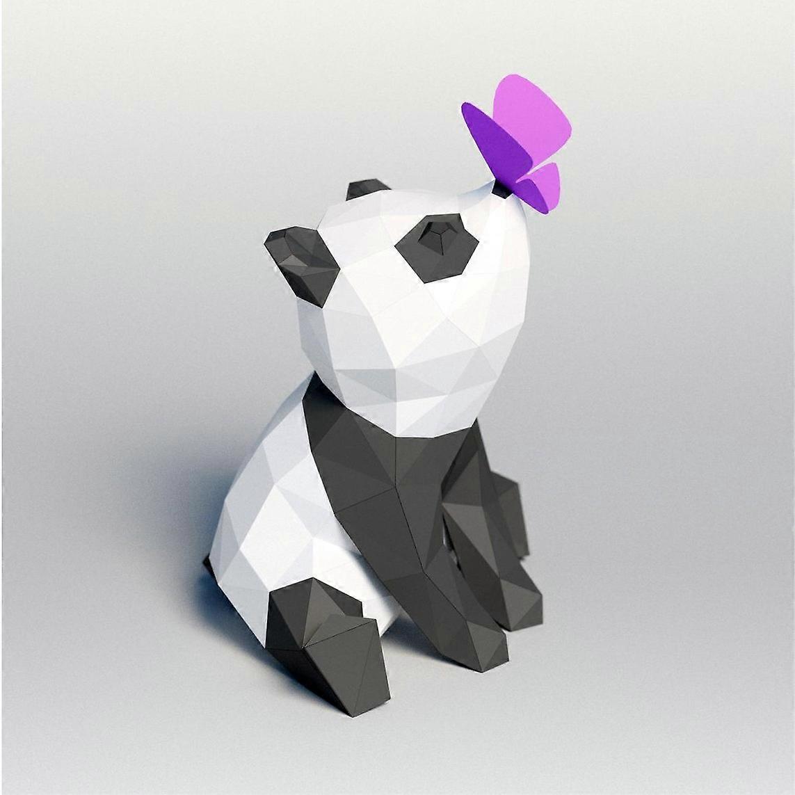 1 piece(s) Red panda playing with butterflies 3D Geometric Origami Stereoscopic Paper Model Hand Molded Decoration 3D Stereoscopic Paper