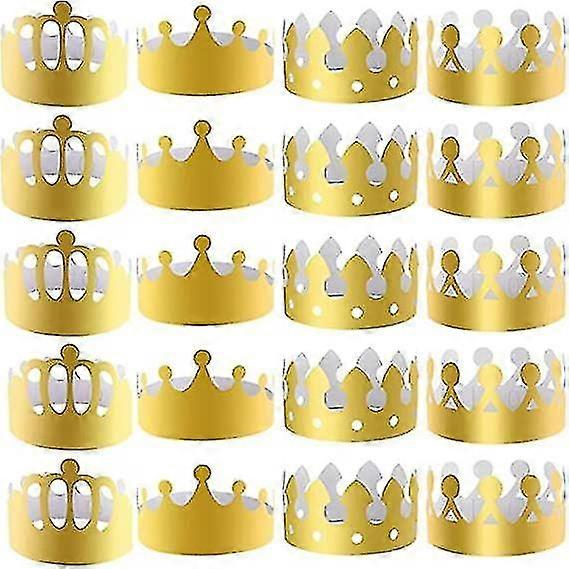 30 قطعة تيجان ورقية ذهبية - 4 تيجان ملك قابلة للتعديل قبعات الحزب ، الملك تشارلز الثالث لوازم حفلات التتويج الزينة G