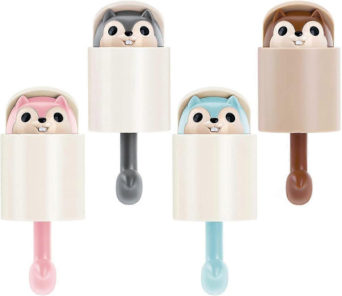 Kids Adhesive Hooks Adhesive Towel Hooks Animal Wall Hooks Self Adhesive Decorative Hooks 4 Pieces Squirrel