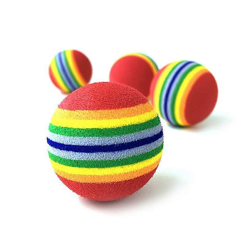 Rainbow Cat Toys Colorful Ball Cat Chew Ball Interactive Cat Dog Play Chewing Scratch EVA Ball