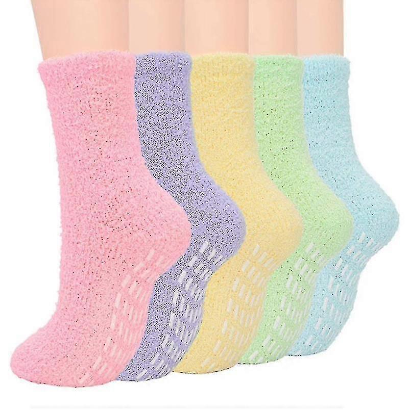 5 Paires Femmes Chaude Super Douce Peluche Chausson Chaussette Hiver Moelleux Microfibre Équipage Chaussettes Casual Home Sleeping Fuzzy Cozy Sock