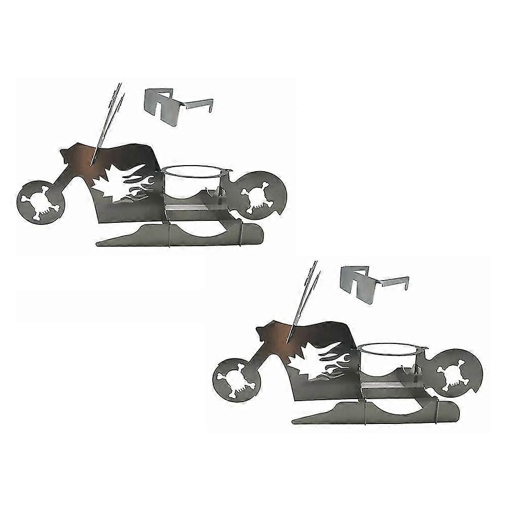 2pcs Camping Barbecue Προμήθειες Κοτόπουλο Stand Φορητό Μπύρα Μοτοσικλέτα ανοξείδωτο χάλυβα Bbq Φούρνος Grill Rack