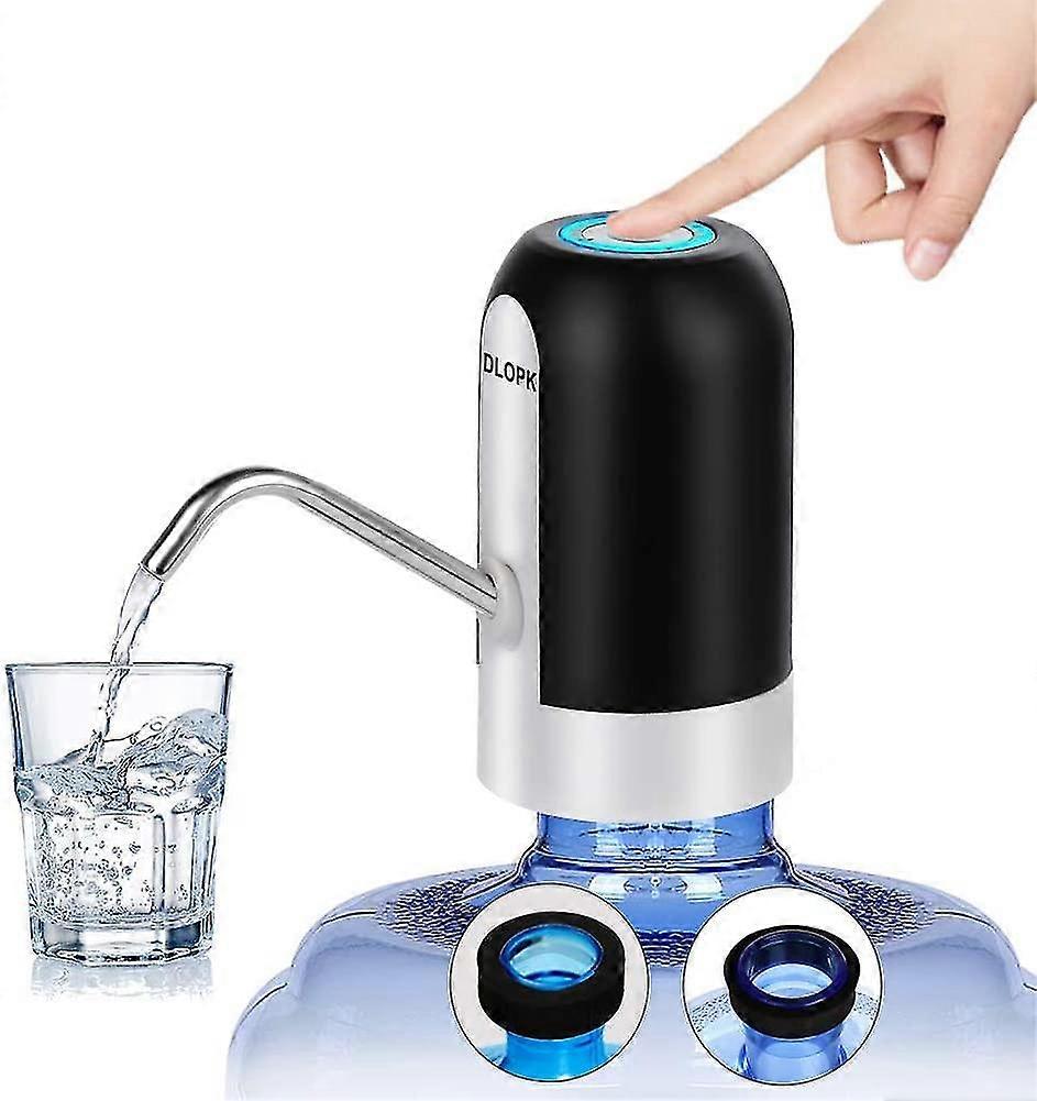 Vattendispenser på flaska, USB-laddning Dricksvattenpump Bärbar elektrisk vattendispenser Vattenflaskomkopplare för Universal 5 Gallon Flaska (svart)