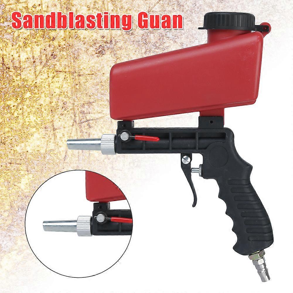 Sandblasting Gun 90psi Handheld Pneumatic Blasting Gun Set Small Sand Blasting Machine Adjustable Portable Gravity Sand Blaster