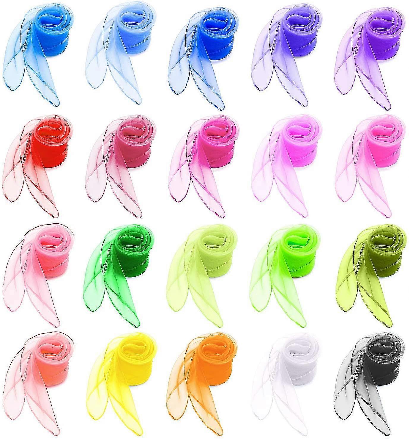 20 Multicolor Juggling Sciarpa Ritmo Sciarpa, Seta Quadrata Organza Sciarpa Baby Sensoriale