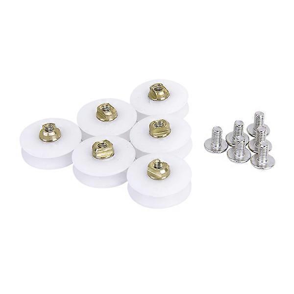 6pcs Replacement Bathroom Shower Door Rollers Runner Wheels 22.5mm Wheel Diameter (White)
