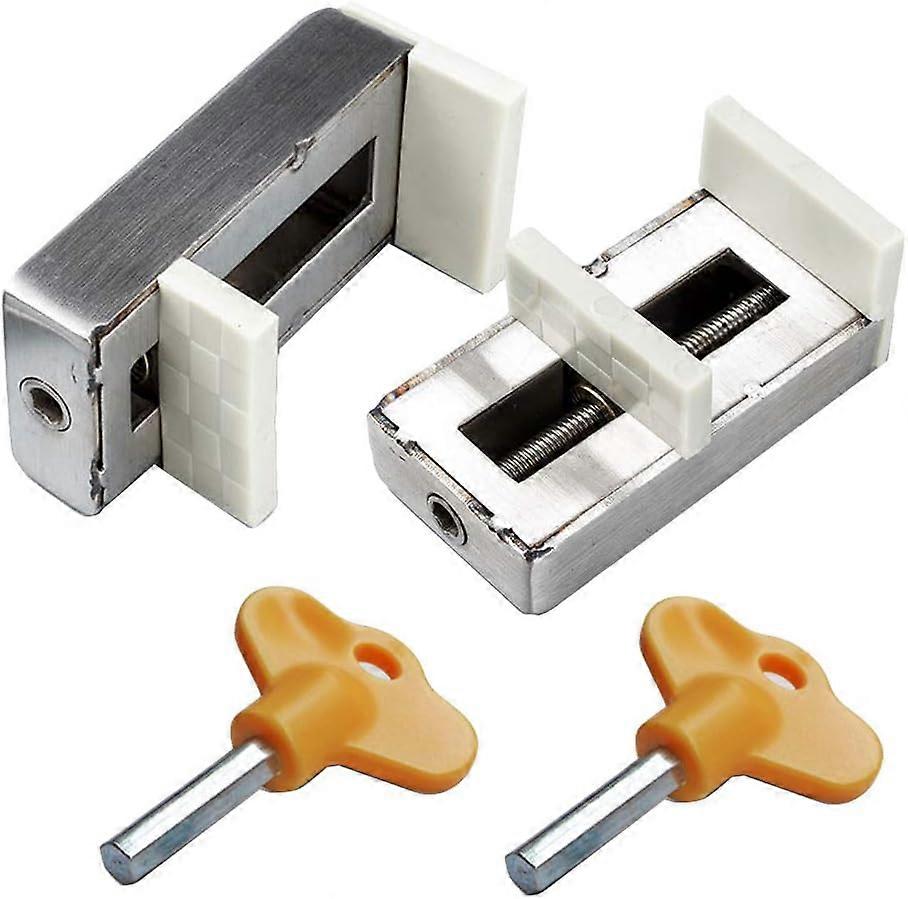 Set of 2 Sliding Window Locks with Key Sash Anti-Theft Stopper Alloy Door Security Steel Child Safety Limiter