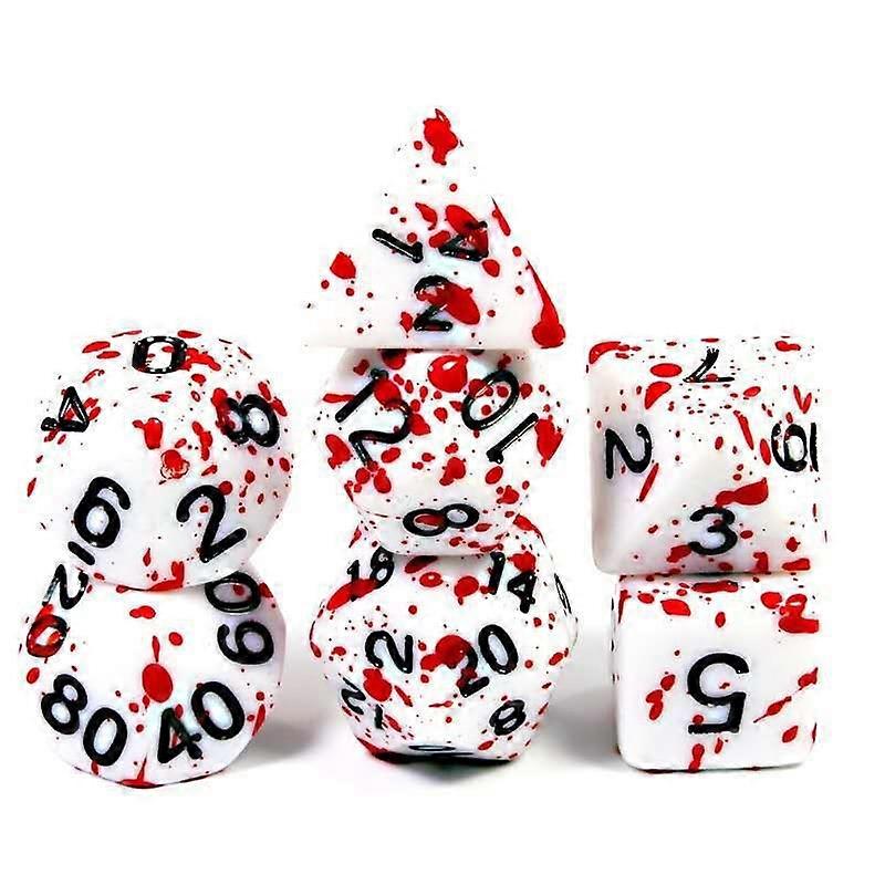 D&D Dice Set with Irregular Throw Bloody Red Dots Polyhedral Role Playing Dice D20 Dice Set of 7 Dungeons and Dragons Dice (Red)