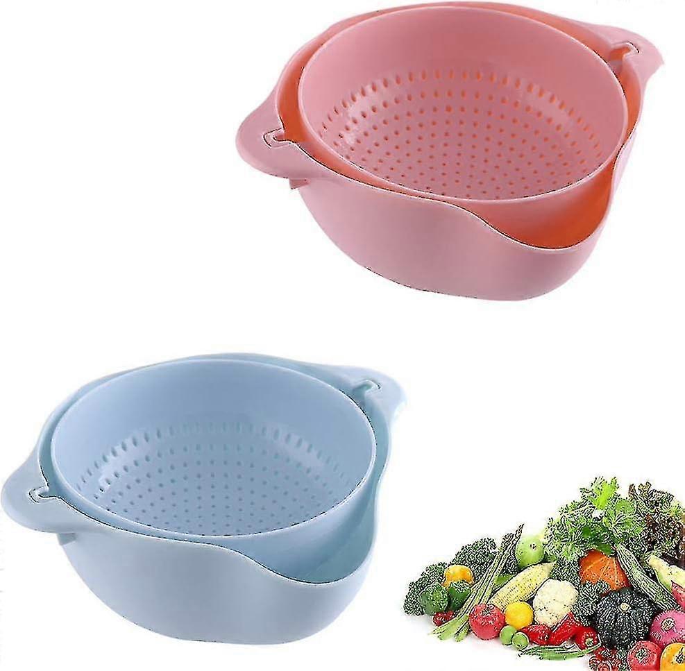 Tizzy In 1 Kitchen Colander, 2 Pieces Multi-function Kitchen Colander, 2 In 1 Double-layer Detachable Multi-function Drain Basin For Cleaning Fruits