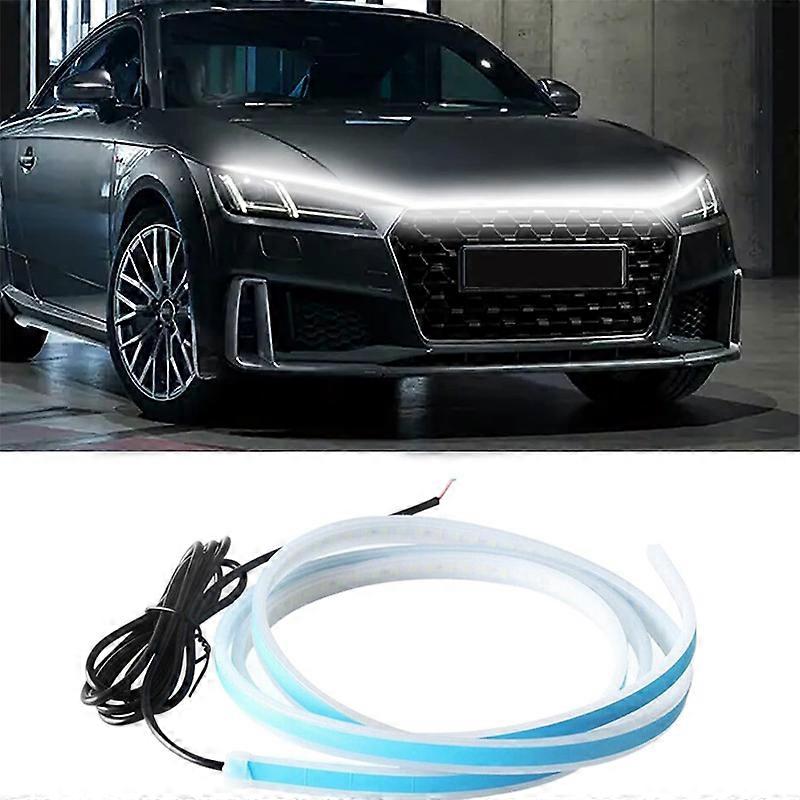 Car LED Hood Light Strip Daytime Running Lights Flexible Waterproof DRL Universal Engine Hood Guide Decorative Ambient Lamp
