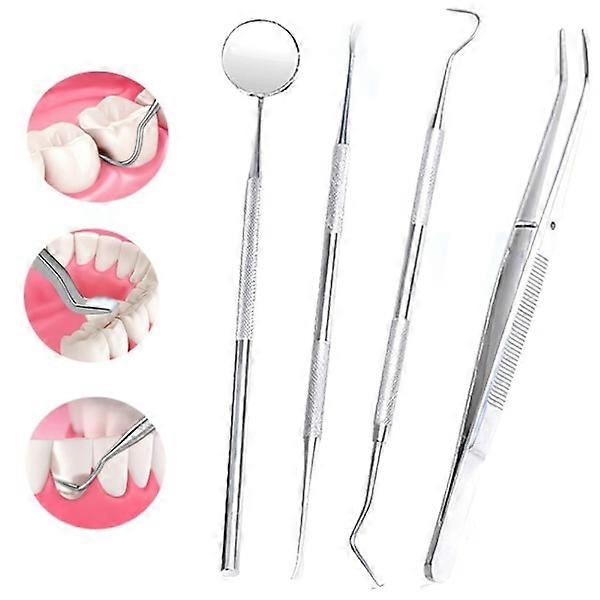 Kit professionale per l'igiene dentale - 4 parti in acciaio inox Argento