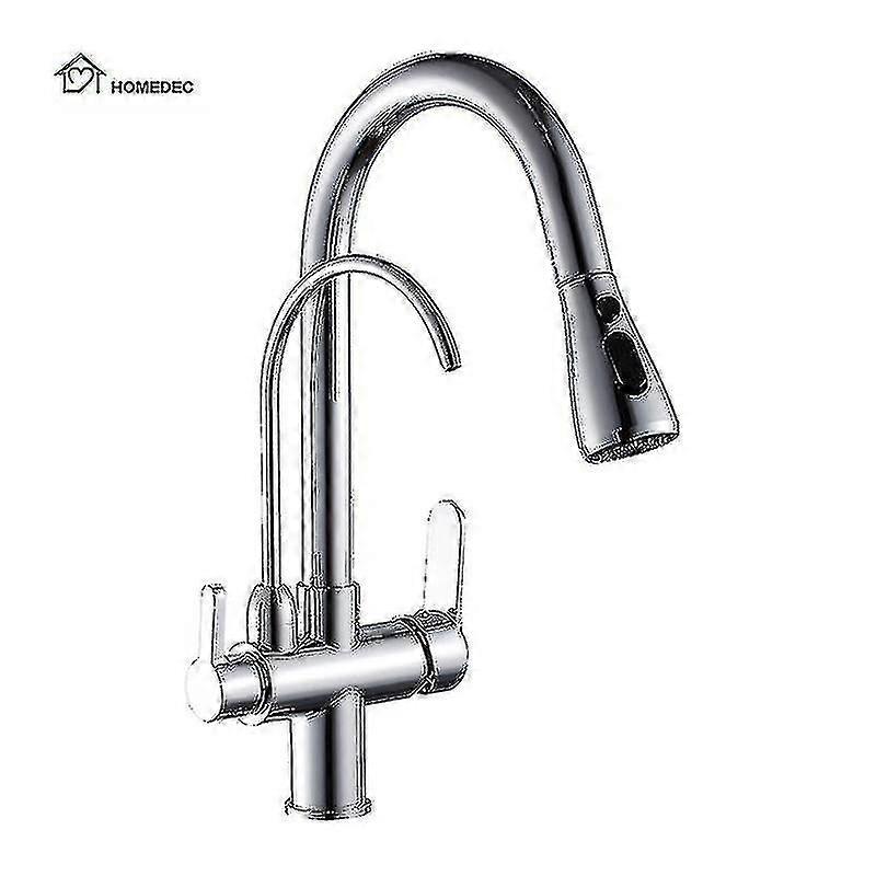 3 Wege moderne matt schwarz Chrom trinken Messing Mischbatterie Filter schwarz ausziehbare Küchenspüle Wasserhähne