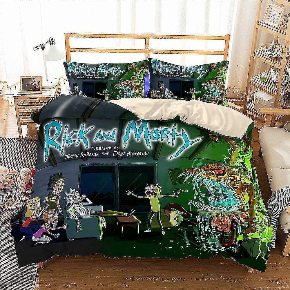 3d trykt Rick og Morty sengetøy sett dynetrekk dynetrekk putevar enkelt dobbelt barn Xmas gave-ZZY