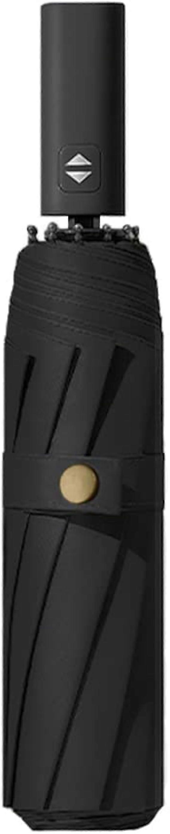 Windproof umbrella 10 ribs automatic opening and closing foldable small compact umbrella - black