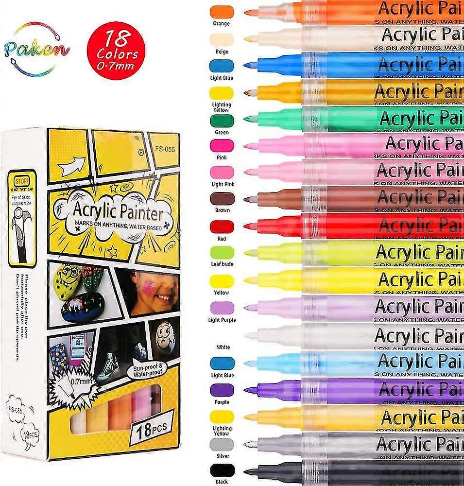 18-Color Waterproof Fine Tip Art Marker Pens, 0.7mm, Ideal for Graffiti Art Projects