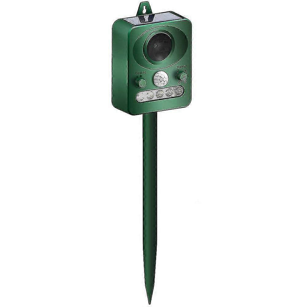 Outdoor Solar Ultrasonic Animal Repeller With Motion Sensor And Flash To Sc