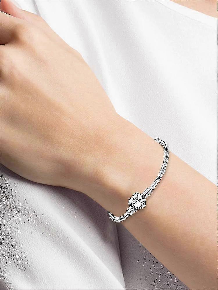 ハートクラスプスネークチェーンシルバーブレスレット女性と男性用、レトロでクリエイティブなギフト