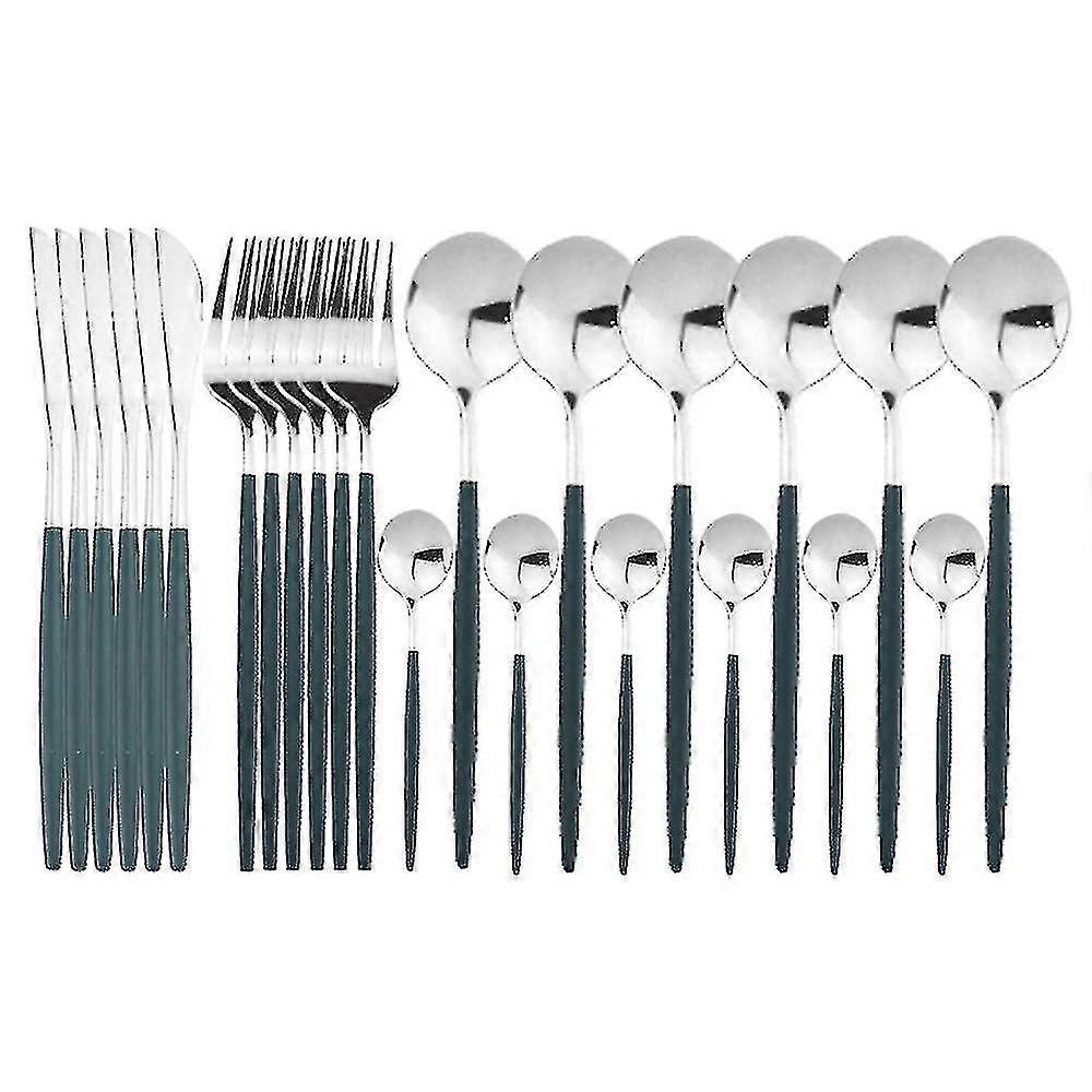 Set di posate in acciaio inox con finitura a specchio dorata da 24 pezzi, set di posate per la cucina di casa