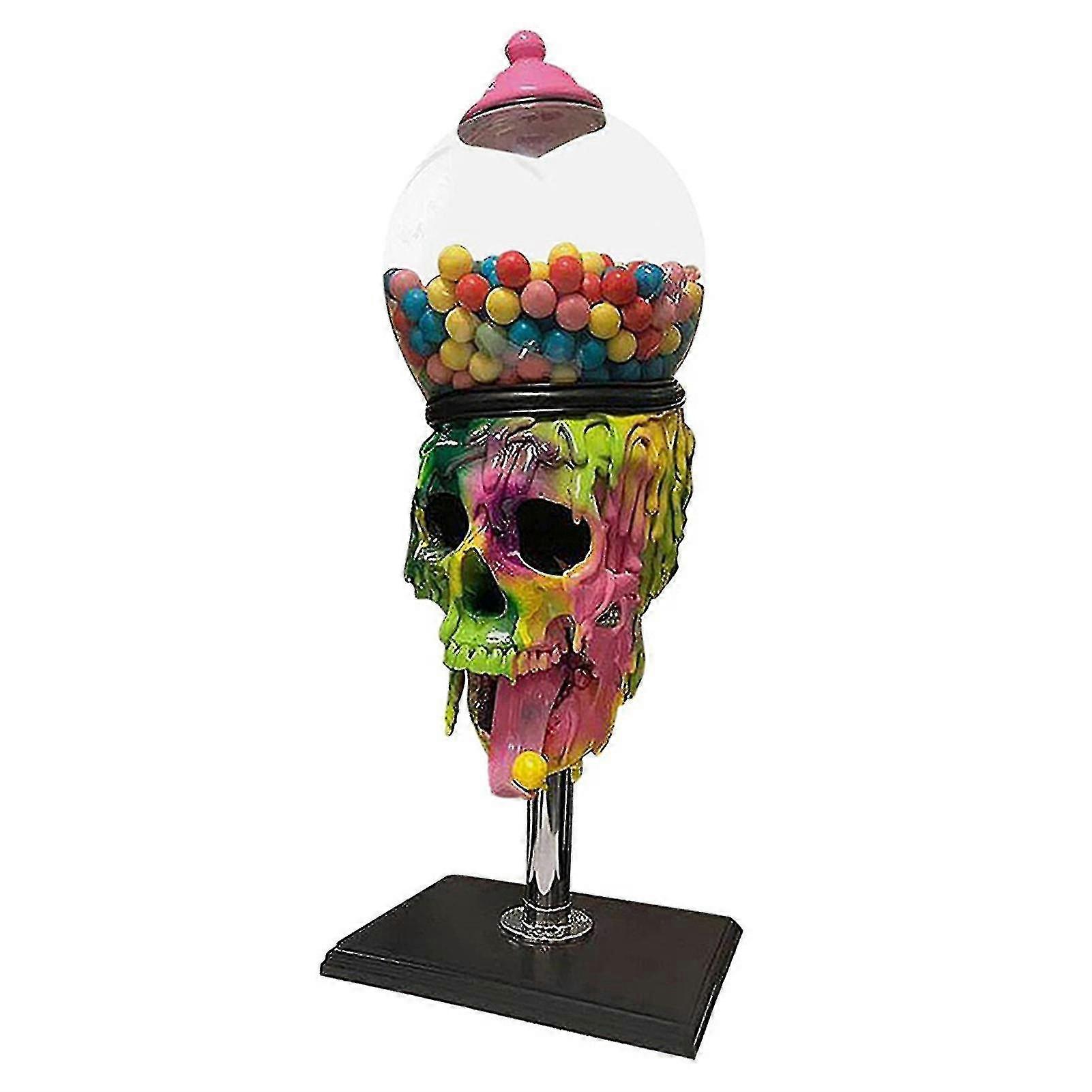 Bubble Gum Machine Colorful Skull Candy Dispenser Halloween Desktop Ornament For Home