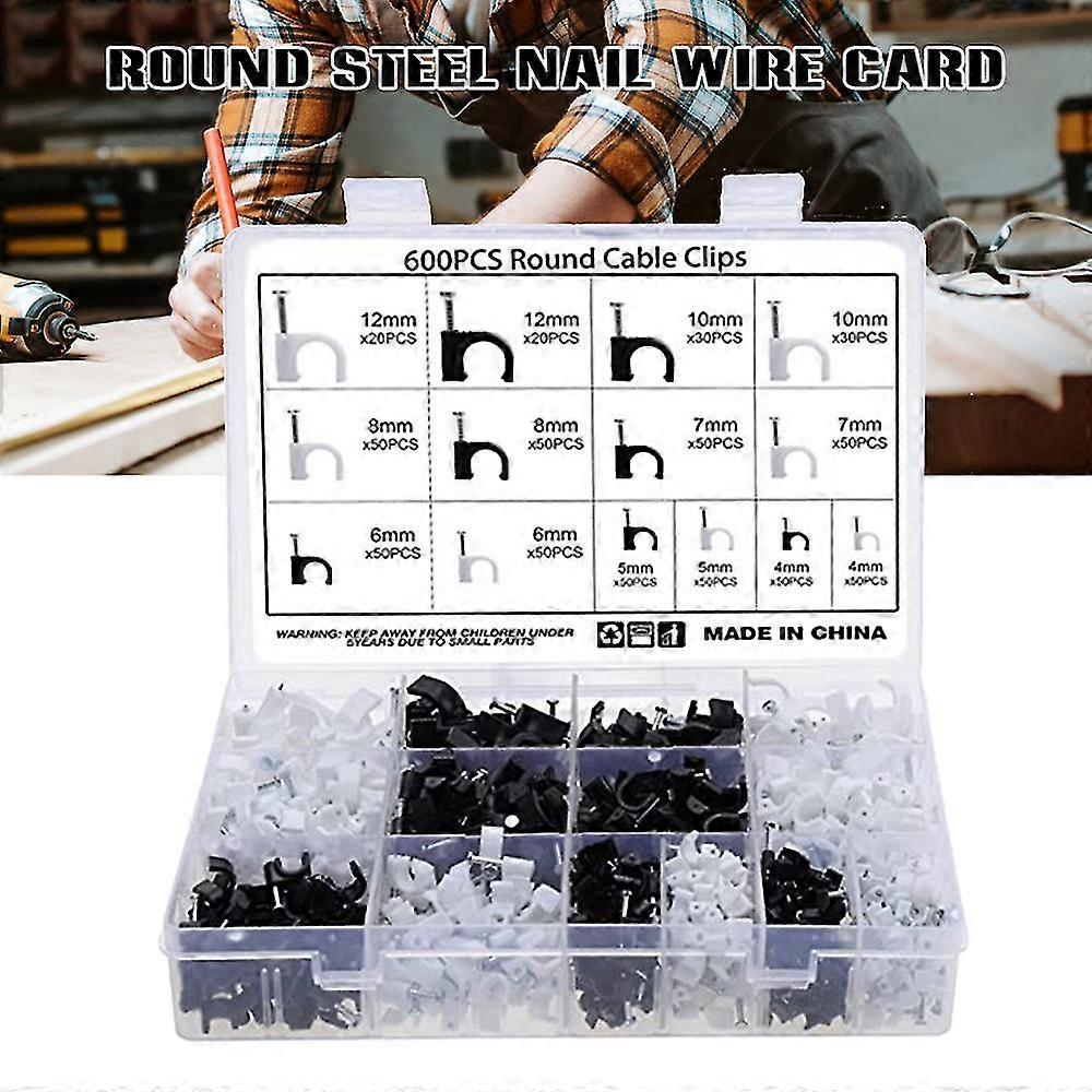 600pcs Wire Clips Assortment Steel Nail Cable Clips Wire Clips For Cable Fixing