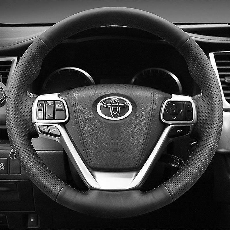 تخصيص غطاء عجلة قيادة السيارة من جلد ستوكات لتويوتا هايلاندر 2014 2015 2016 2017 2018 2019 سيينا 2015-2019