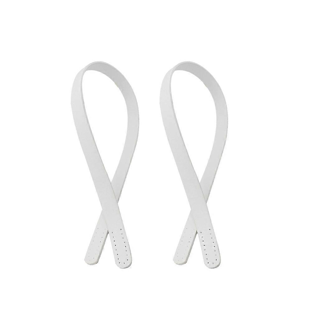2개입 60cm PU 가죽 핸드백 손잡이 내구성 있는 토트백 교체 스트랩 다공성 핸드스티치 가방 벨트 여성용 DIY 파우치 (흰색)