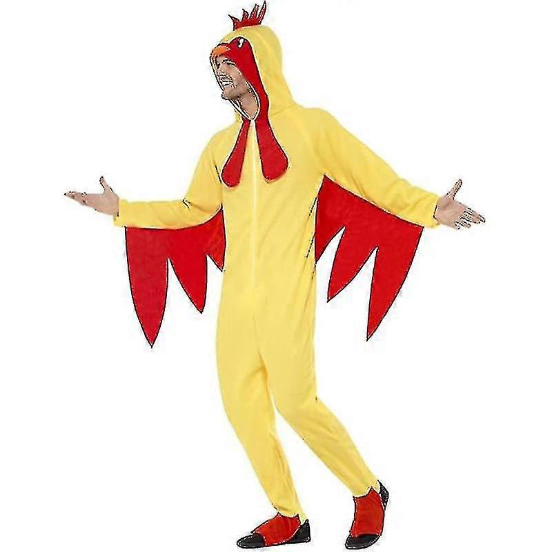 Férfi csirke jelmez, sárga baromfi Halloween jumpsuit