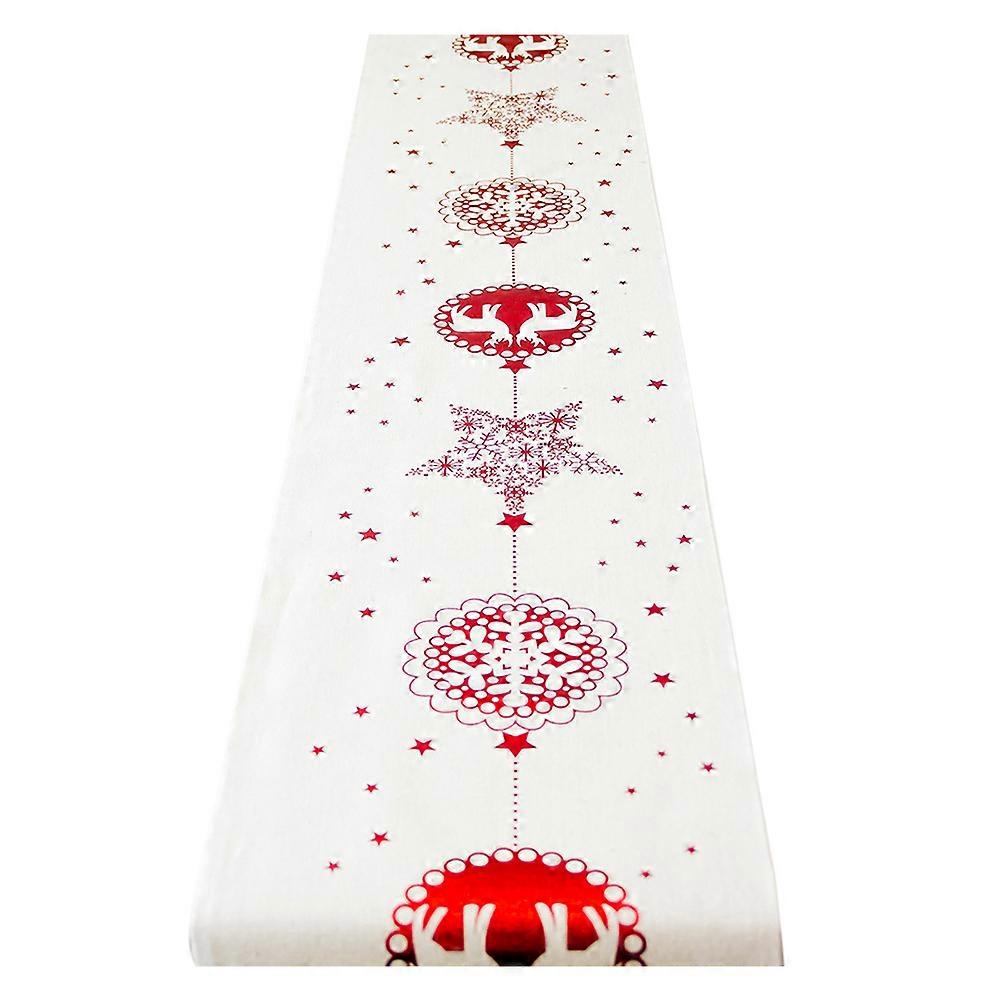 Christmas Table Runner Snowflake Stars Elk Printed Polyester Decorative Tablecloth Rectangular Party Supplies