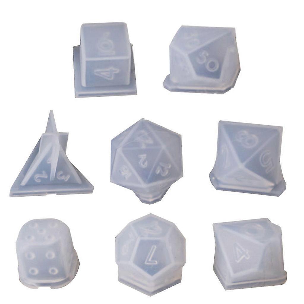 8 Shapes Resin Dice Mold with Letter Number Polyhedral Dice Molds DIY Craft