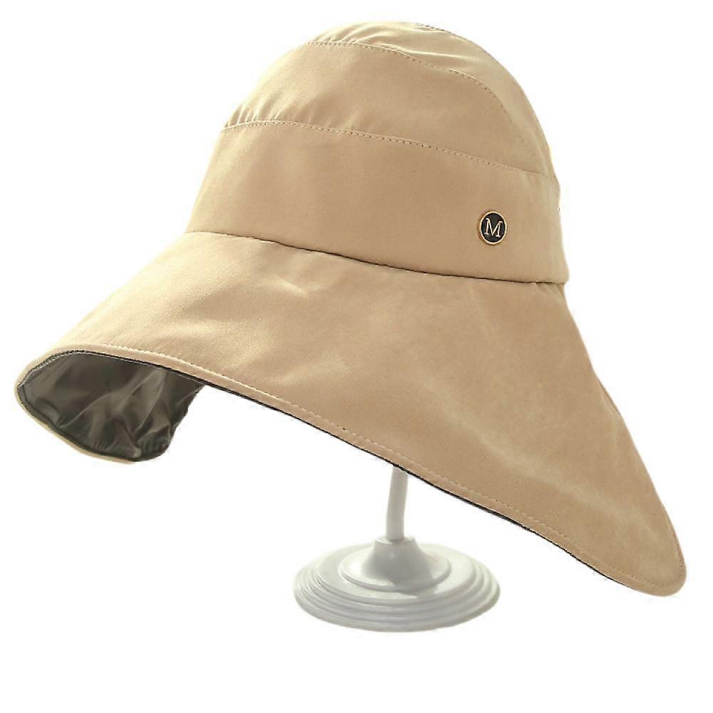 Linen Victorian Bonnet Hat Sun Cap, Foldable Summer Visor,Camel