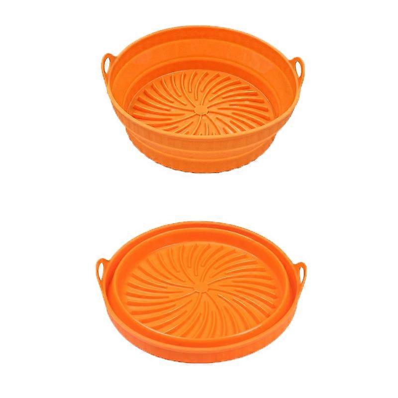 2pcs Air Fryer Mat Baking Tray, Specification: Round Orange