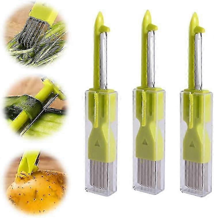 3 en 1 Shred Silk The Knife, 2024 Nouvelle trancheuse d’oignons verts multifonctionnelle en acier inoxydable, 3PCS Household Sharp Swickion Utterding