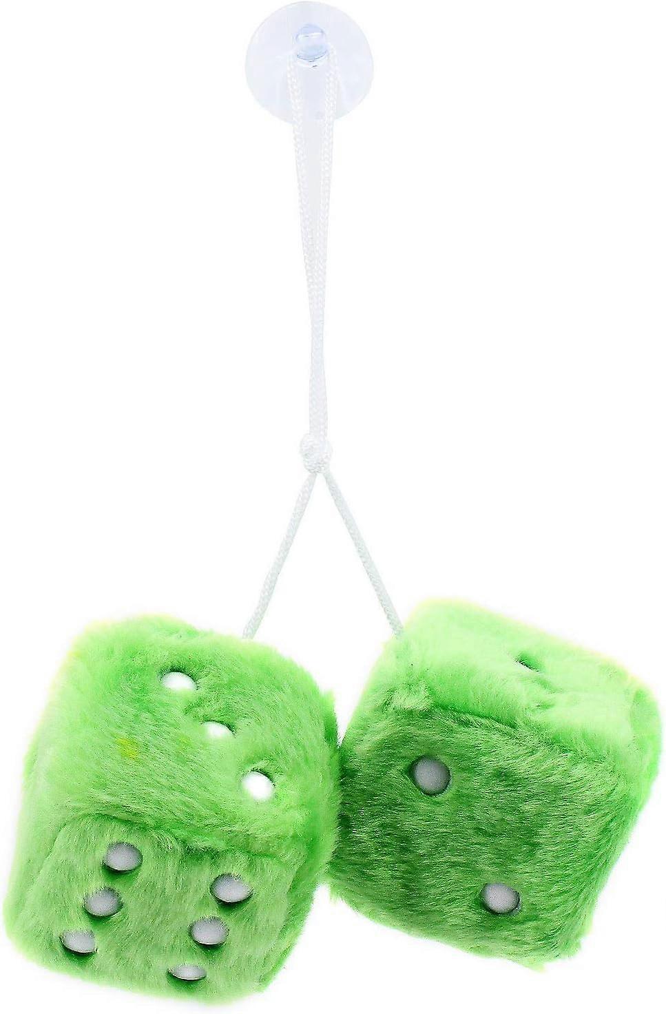 Car Hanging Fur Dice - Interior Decoration Polka Dot Pattern (Green)
