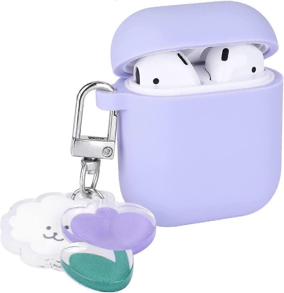Compatible with AirPods Case with Keychain, Cute Flower Pattern Cover Case for Women Girl,Soft TPU Protective Case Design for airpods 2&1-Tulip